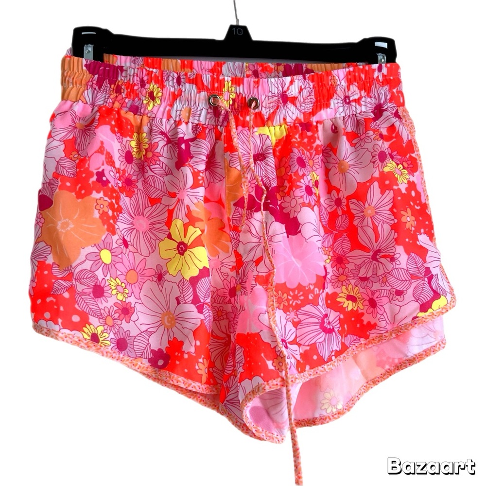 Victoria's Secret Bright Floral Shorts Running Sleep Swimsuit Bikini Cover Up Md